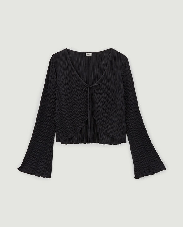 Top à nouer en maille plissée noir - Pimkie