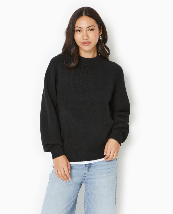 Pull oversize col rond manches raglans noir - Pimkie