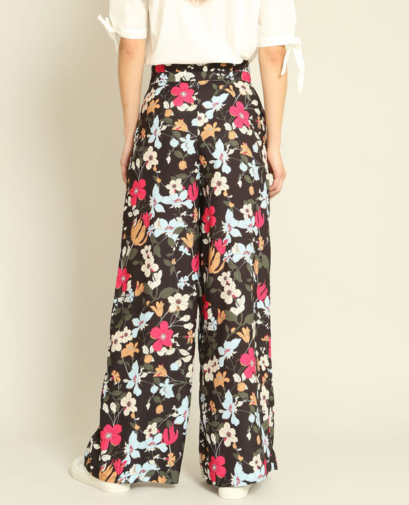 Pantalon palazzo imprimé noir - Pimkie