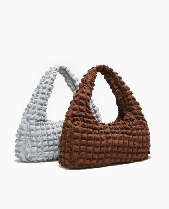 Sac forme lune en tissu reliéfé gris - Pimkie