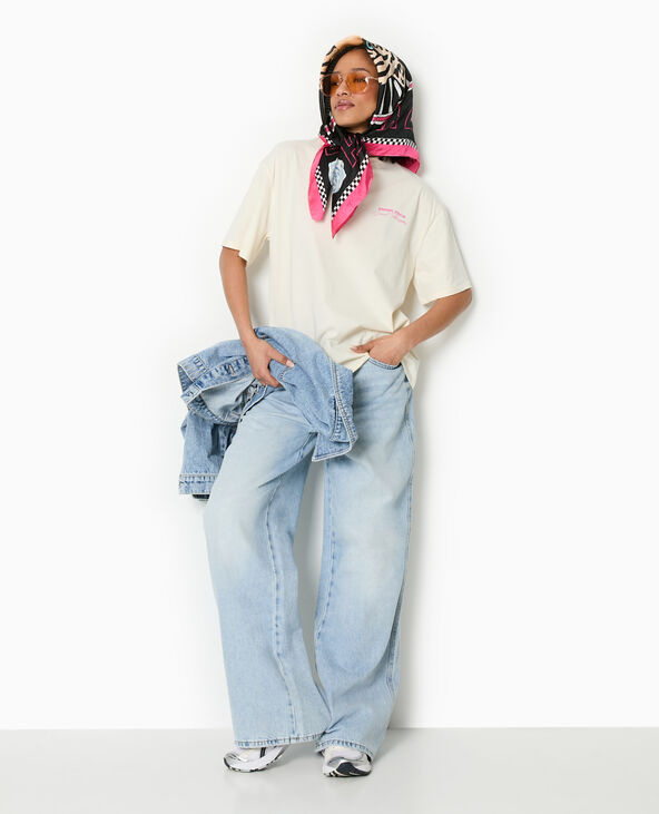 T-shirt oversize avec print poitrine et dos blanc - Pimkie