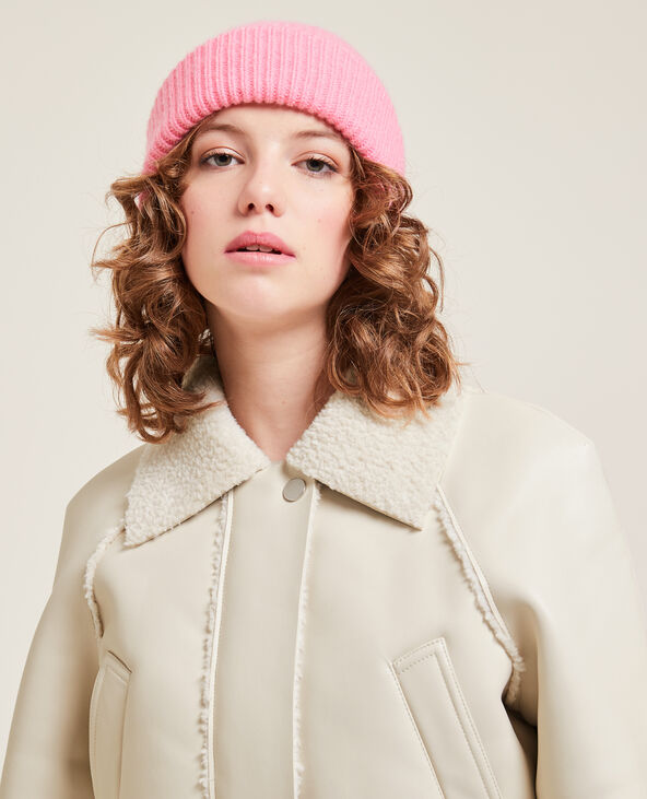 Blouson court simili cuir et sherpa écru - Pimkie