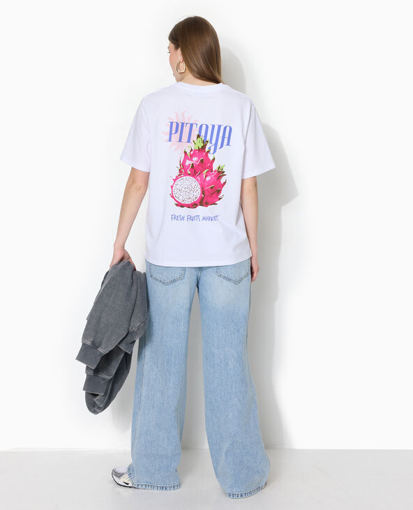 T-shirt oversize avec print poitrine et dos blanc - Pimkie