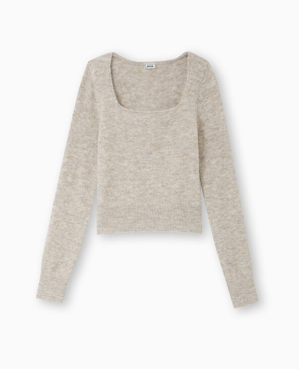 Pull en maille encolure carrée beige - Pimkie