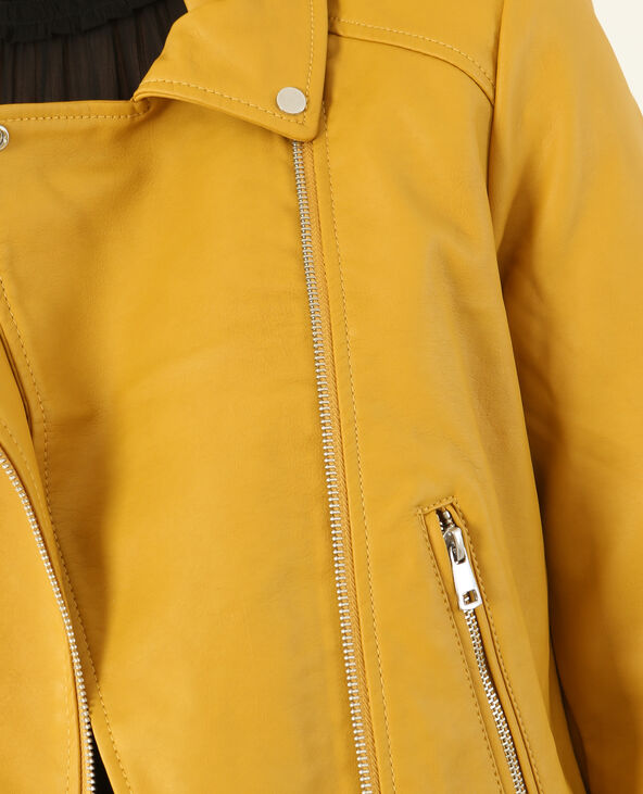 Veste en simili cuir jaune ocre - Pimkie