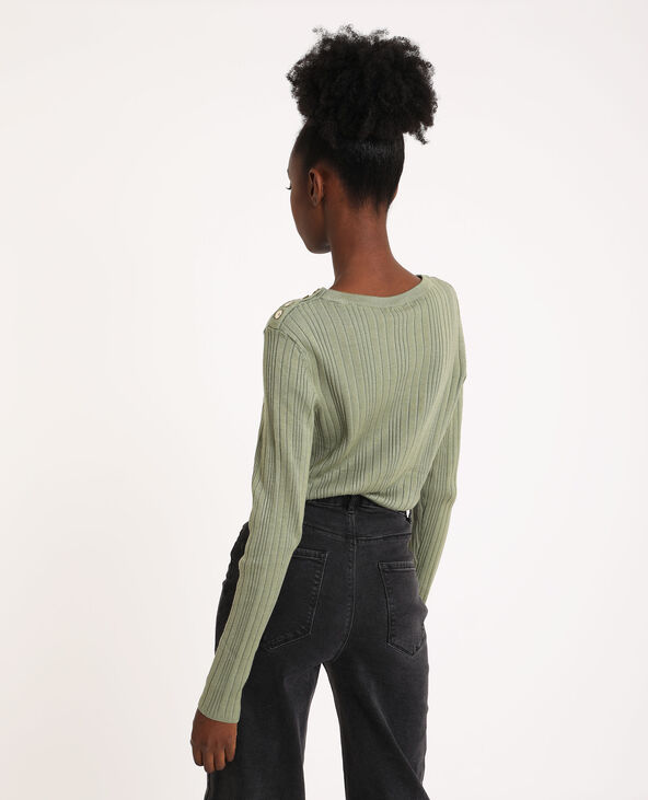 Pull fin côtelé vert de gris - Pimkie