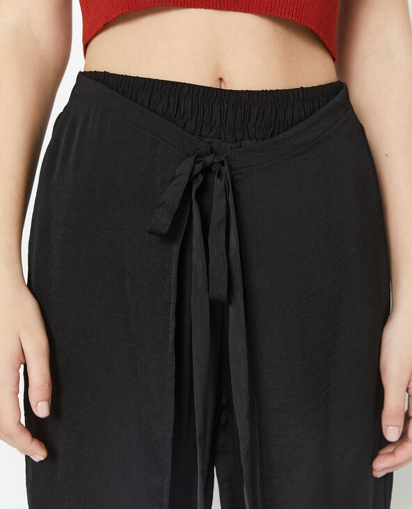 Pantalon large avec fentes et pans à nouer noir - Pimkie