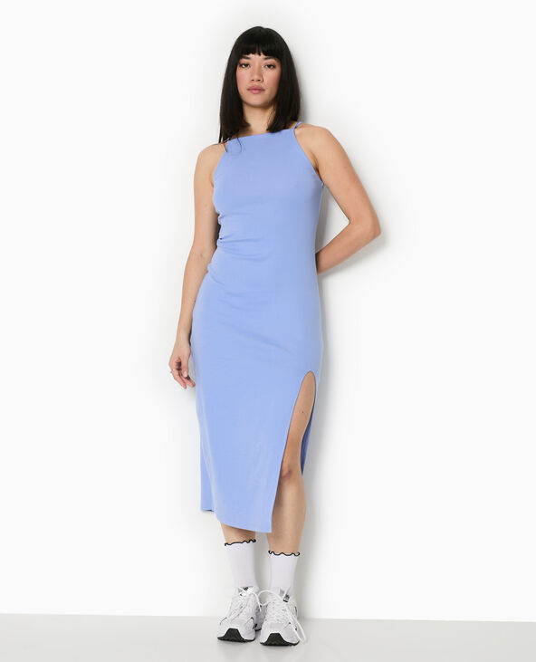 Robe longue à bretelles avec fente bleu - Pimkie