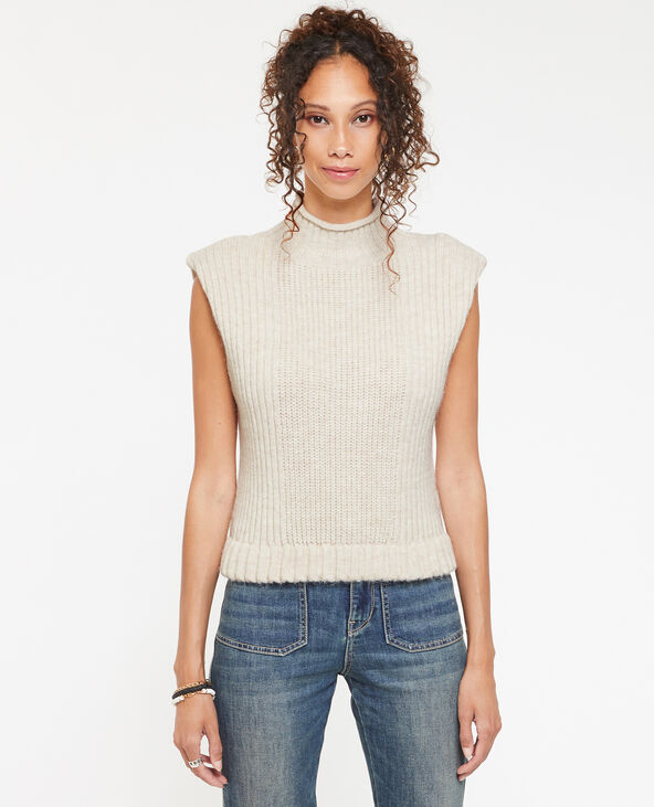 Pull sans manche avec col montant sable - Pimkie