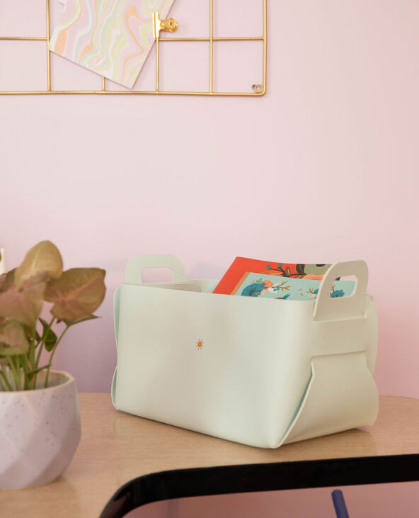 Petite box de rangement en simili cuir bleu clair - Pimkie