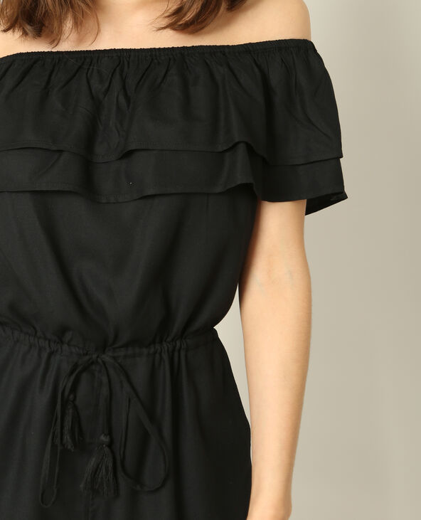 Combishort à col bardot noir - Pimkie