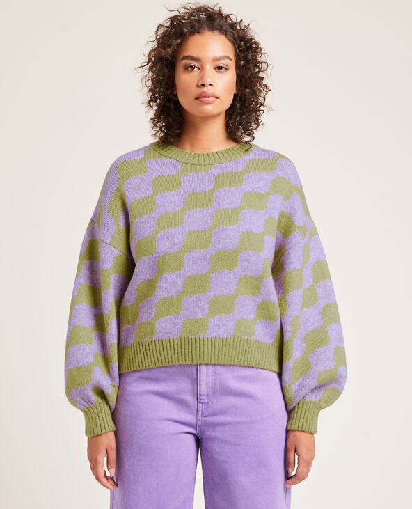 Pull col rond manches ballons jaune - Pimkie