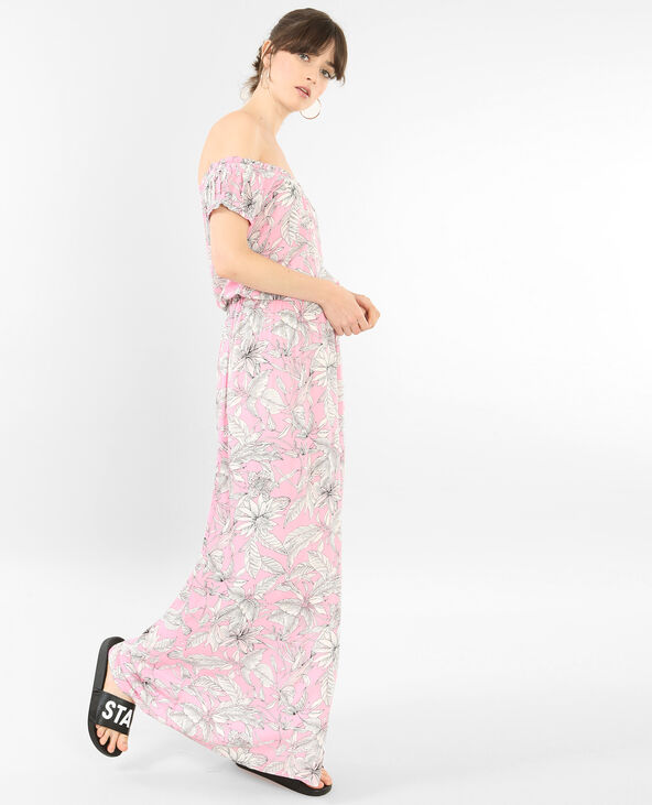 Robe longue à col bardot rose - Pimkie