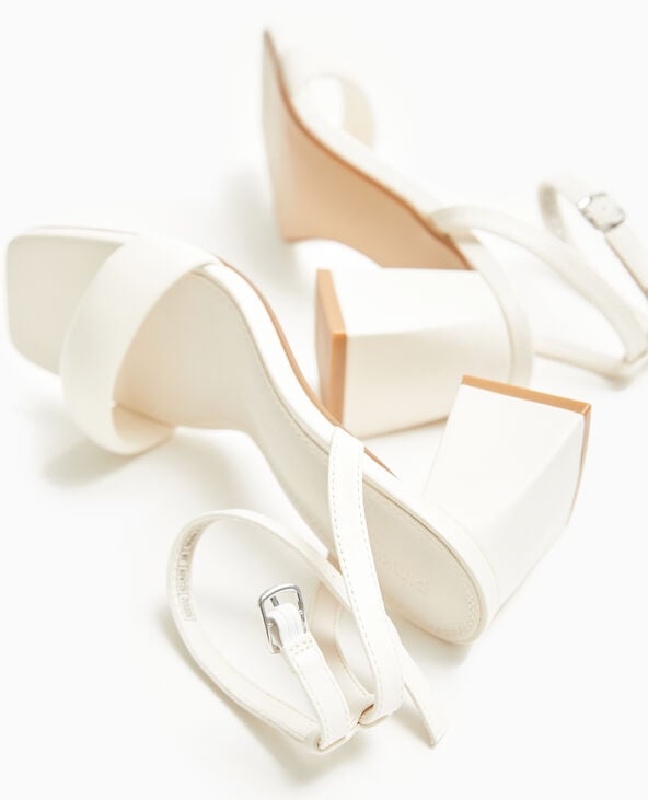 Sandales 1 bride avec talons trapèzes blanc - Pimkie