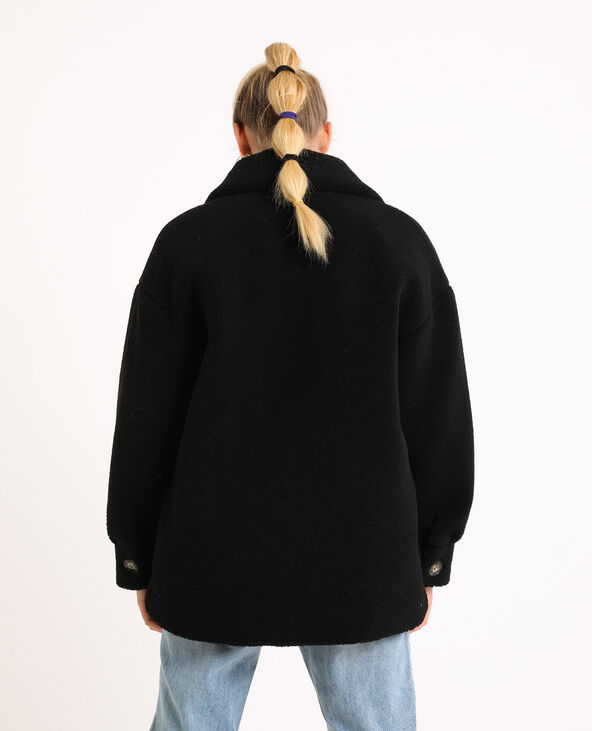 Manteau noir imitation mouton on sale
