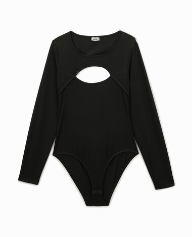Body avec manches longues et cut out noir - Pimkie