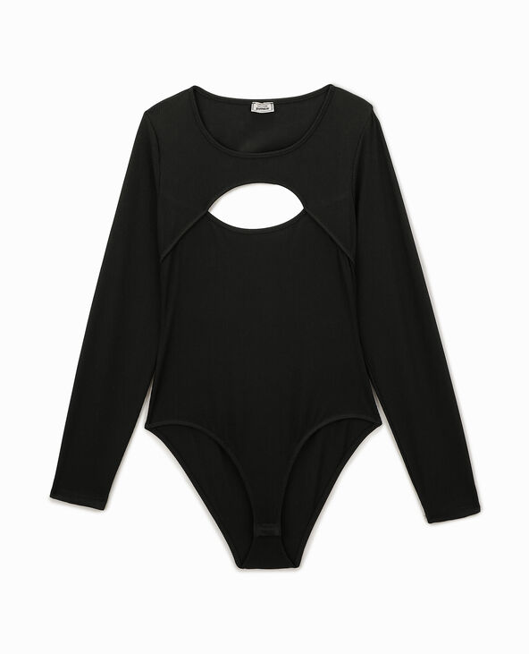Body avec manches longues et cut out noir - Pimkie
