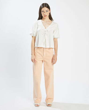 Top avec liens à nouer blanc - Pimkie