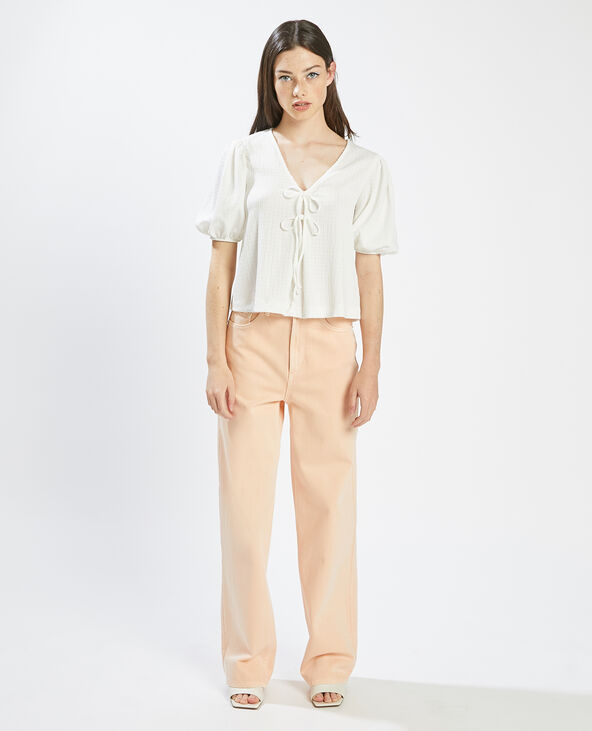 Top avec liens à nouer blanc - Pimkie