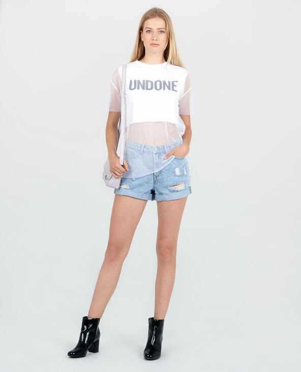 Cropped top 2 en 1 en tulle blanc - Pimkie