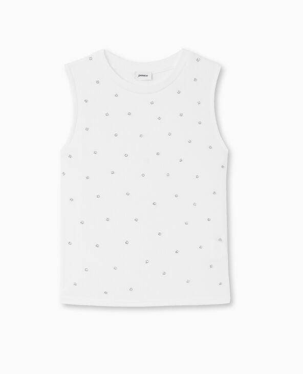 Top sans manches avec strass en all over blanc - Pimkie