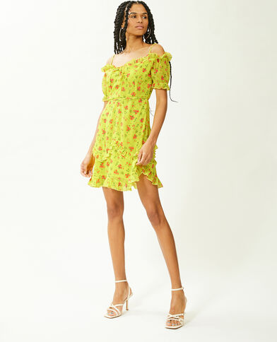 Robe courte avec volants jaune - Pimkie