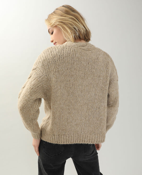 Gilet grosse outlet maille beige femme