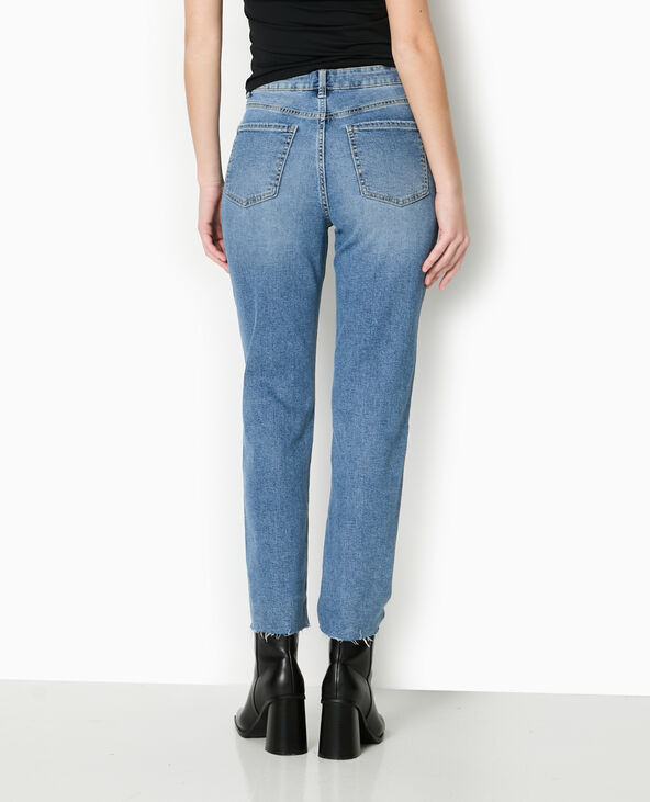 Jean droit taille haute avec bas coupés bleu - Pimkie