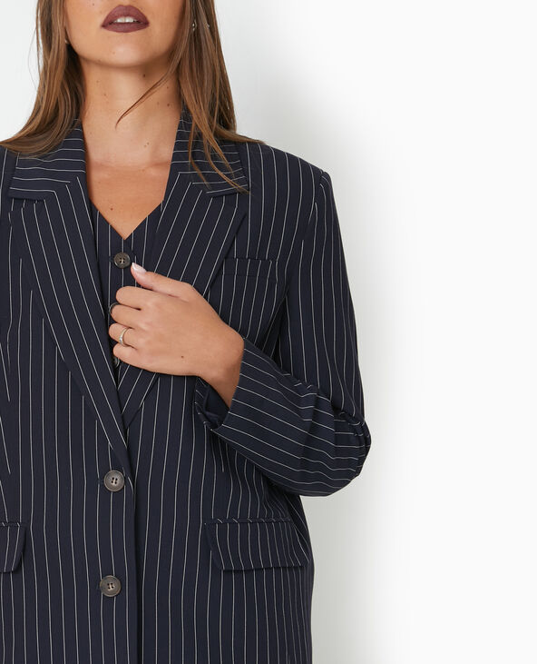 Veste blazer oversize avec rayures banquier bleu marine - Pimkie