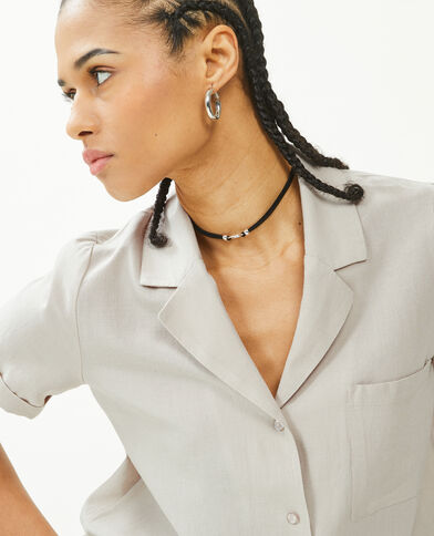 Chemise courte avec lin sable - Pimkie