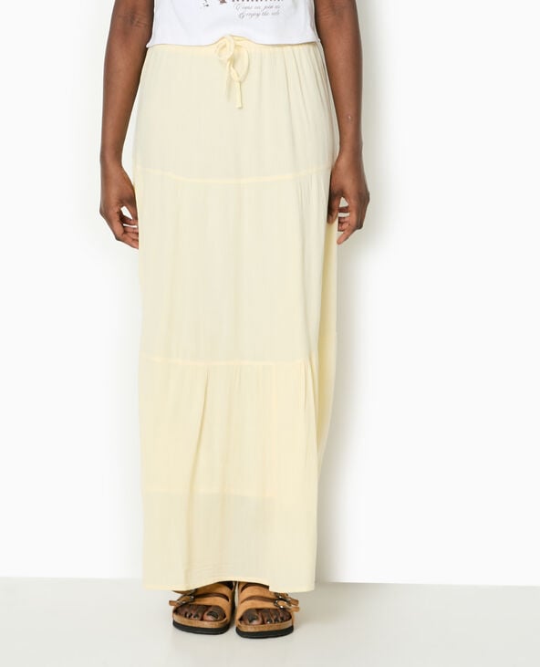 Jupon long à étages avec ceinture élastiquée Jaune pâle - Pimkie