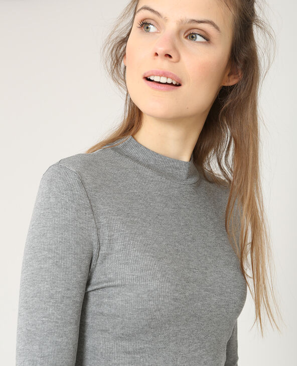 T-shirt en maille côtelée gris chiné - Pimkie