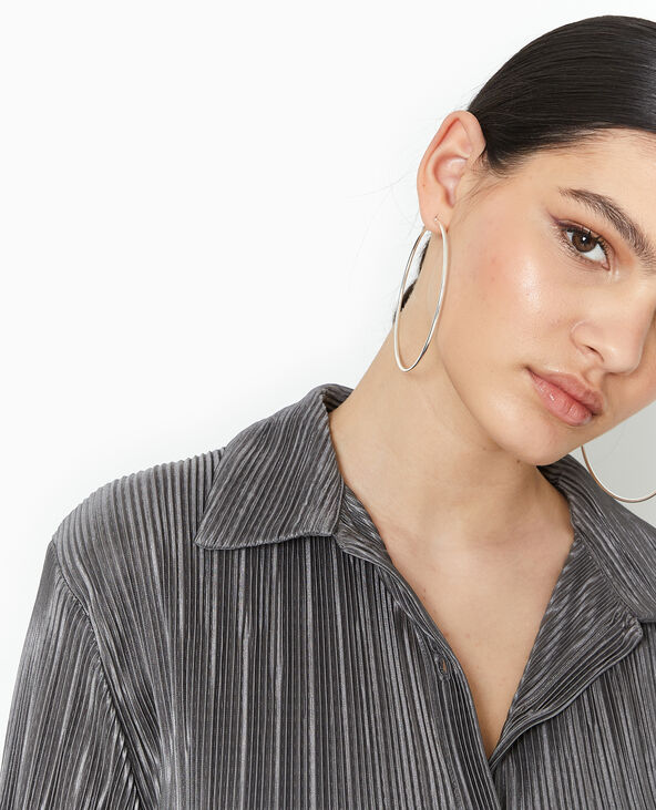 Chemise oversize en tissu plissé et satiné gris - Pimkie