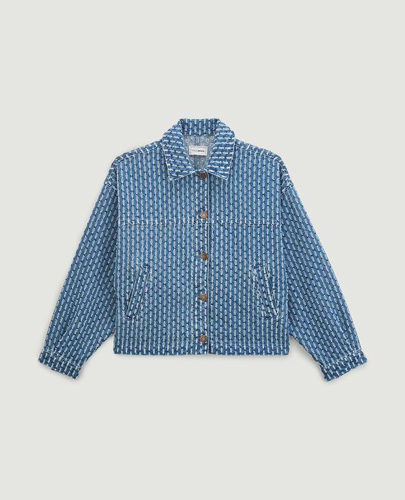 Veste en jean reliefée bleu - Pimkie