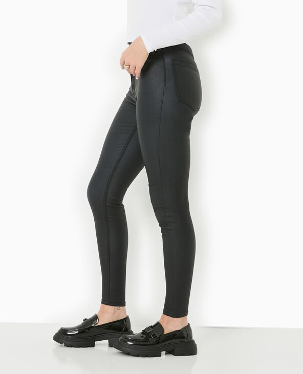 Jean skinny enduit effet cuir noir - Pimkie