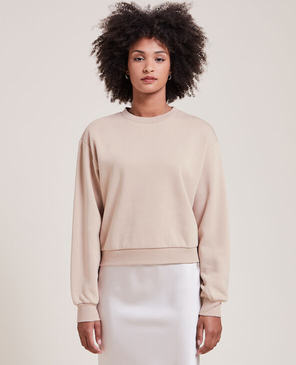 Sweat court col rond beige - Pimkie