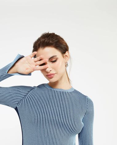 Pull maille côtelée effet rayé bleu marine - Pimkie