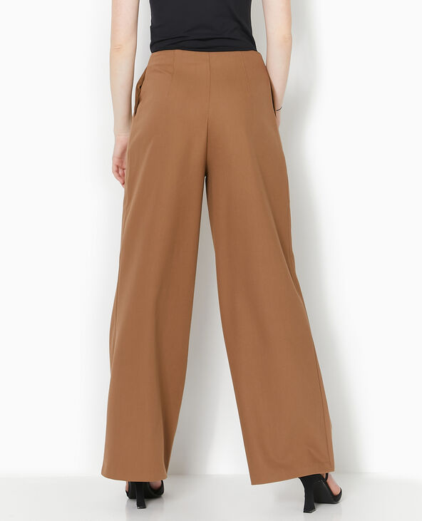 Pantalon large avec pinces marron - Pimkie