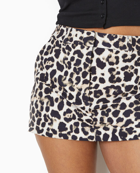 Jupe-short mini motif léopard noir - Pimkie