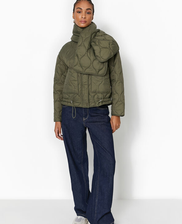 Veste matelassée + écharpe assortie vert kaki - Pimkie