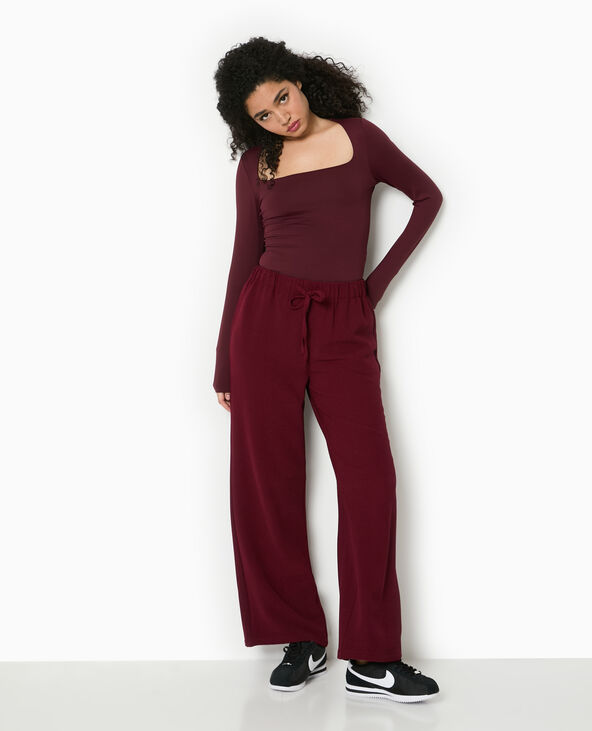 Pantalon fluide en tissu effet crêpe bordeaux - Pimkie