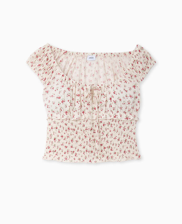 Top court forme empire avec petites fleurs blanc - Pimkie