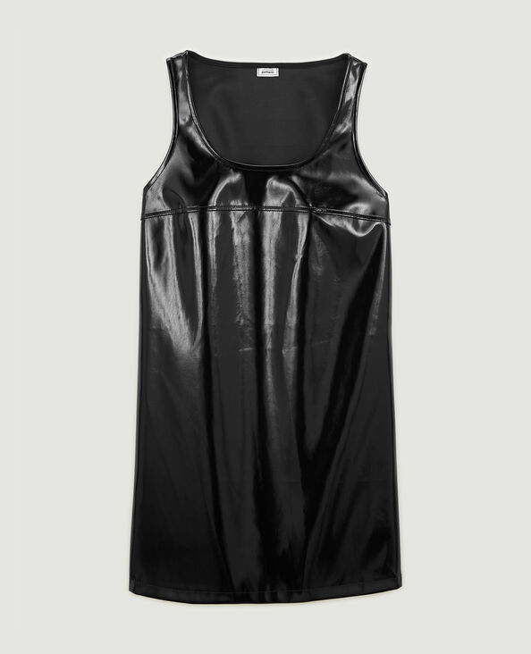 Robe courte trapèze en vinyle noir - Pimkie