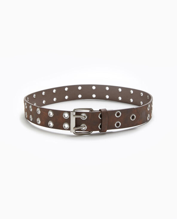 Ceinture aspect vieilli avec œillets métalliques marron - Pimkie