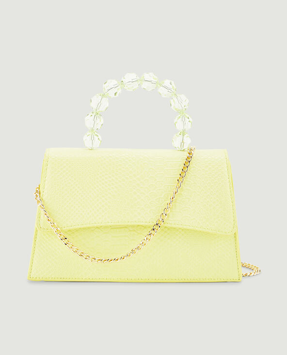 Sac boxy avec poignée perles jaune - Pimkie