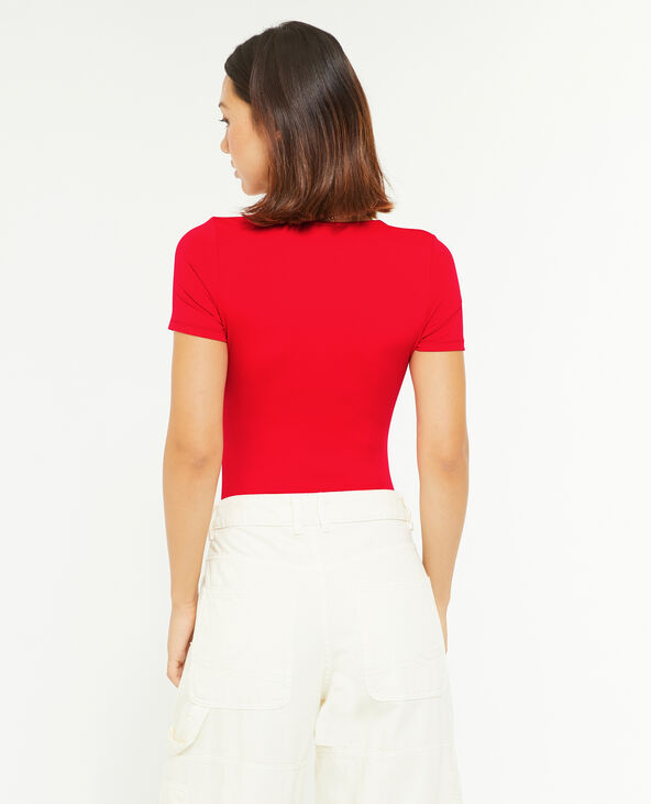 Body manches courtes encolure carrée rouge - Pimkie
