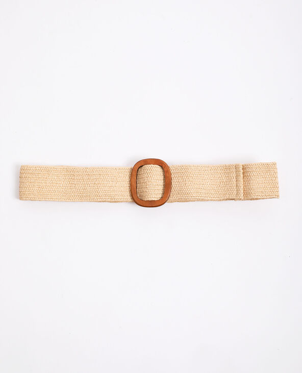 Ceinture avec boucle en bois beige - Pimkie