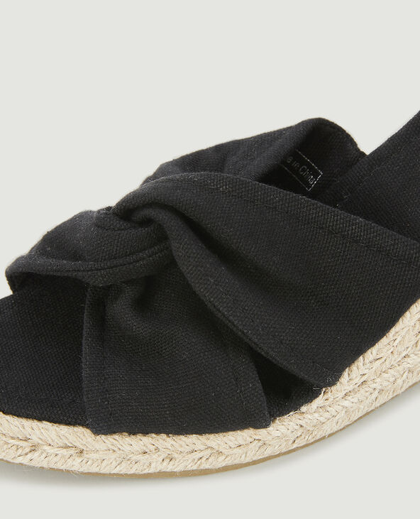 Sandales compensées toile et corde noir - Pimkie