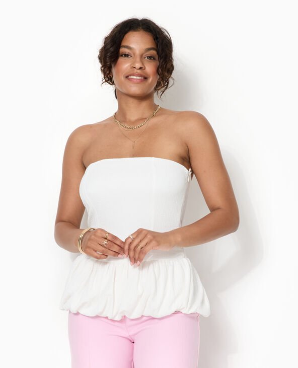 Top bustier avec empiècement balloon blanc - Pimkie