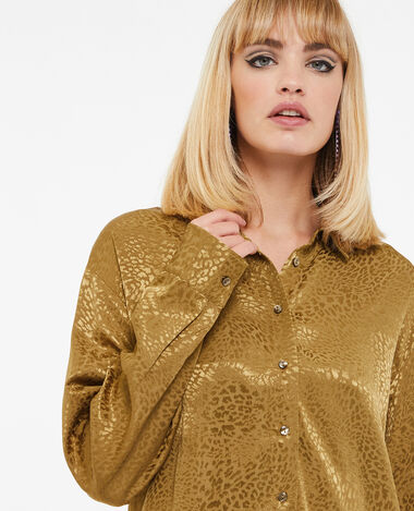 Chemise en tissu satiné jacquard motif léopard marron - Pimkie